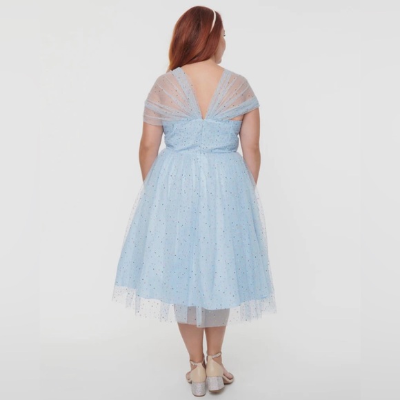 NWT Unique Vintage Blue Confetti Garden State Dress Retro Pinup Dapper 3X 20 22 - Picture 3 of 6